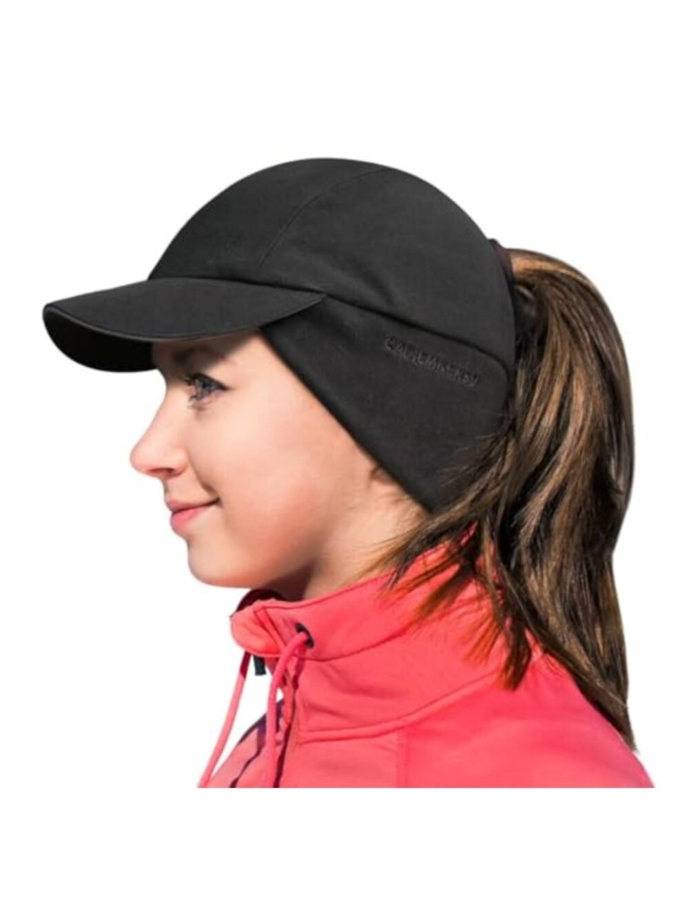 Women's Winter Ponytail Hat Reflective Fleece Running Beanie Ear Warmer